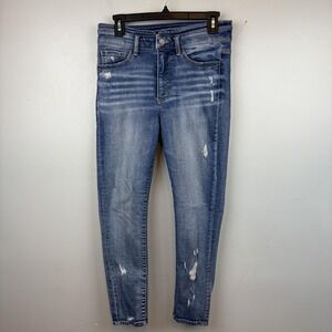 BKE Parker Jeans Womens 28 Blue High Rise Ankle Skinny Distressed Denim Stretch